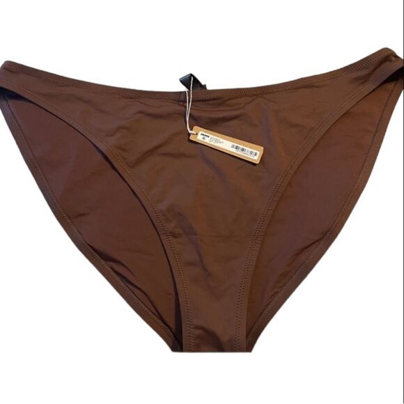 SKIMS NWT Recycled Swim Mid Coverage Swim Bottom Bikini Swim In Cocoa Brown - Picture 4 of 7